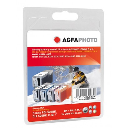 APCCLI526SETD APCCLI526SETD AgfaPhoto Ink BK/B/C/M/Y PGI-525PGBK, 4529B001, CLI-526BK, 4540B001, CLI-526C, 4541B001, CLI-526M...