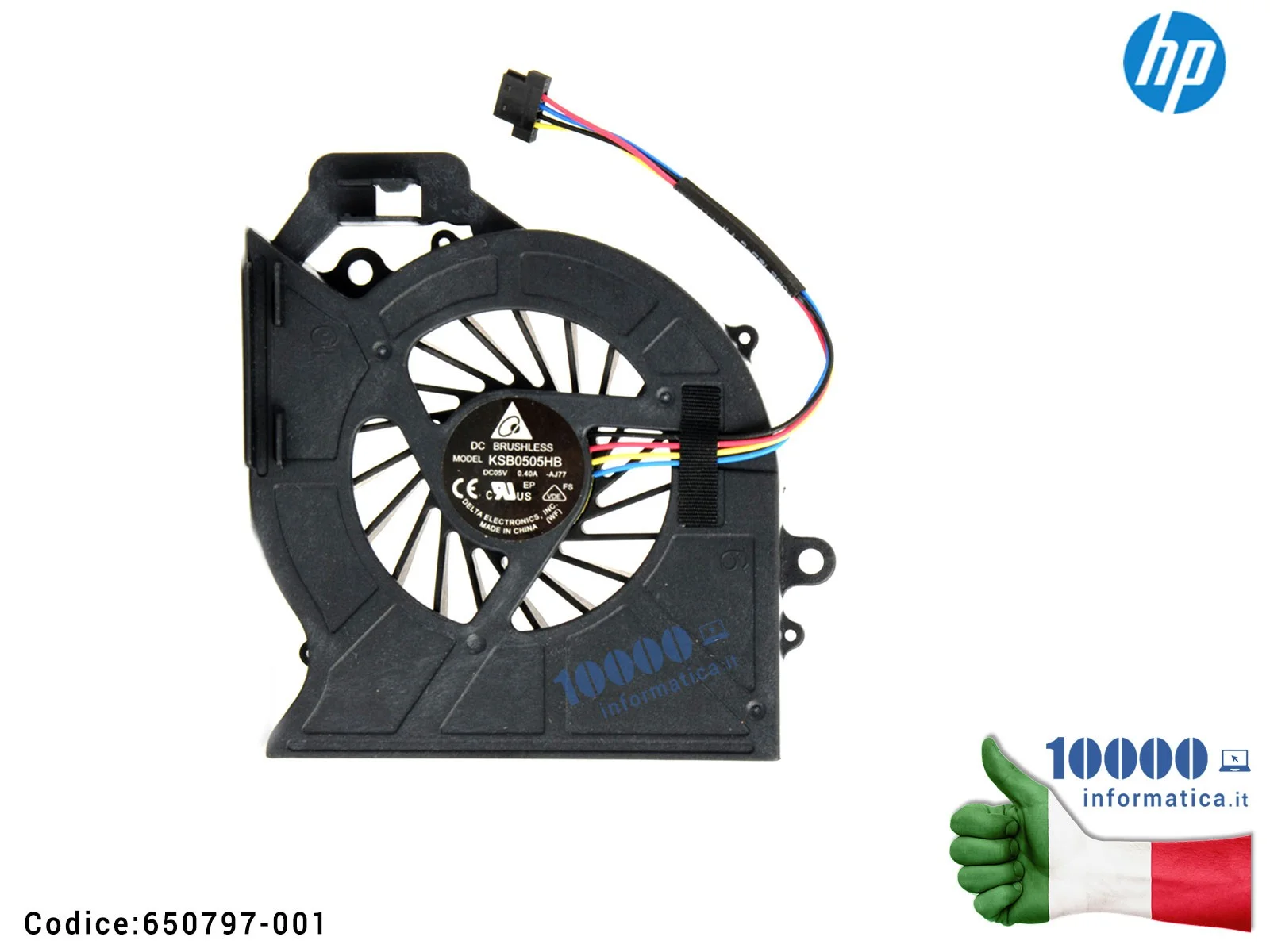 650797-001 Ventola Fan CPU HP Pavilion DV6-6000 DV6-6100 DV7-2000 DV7-3000 DV6T-6000 KSB0505HB MG60090V1-C030-S99 MG60090V1-C...