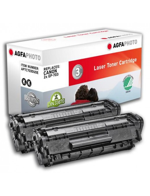 APTC703DUOE APTC703DUOE AgfaPhoto Canon 2xEP-703, 2 x 2000 page yield, Black