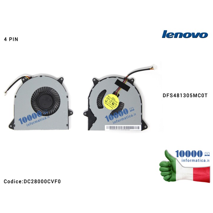 Ventola Fan CPU LENOVO IdeaPad 110-14IBR 110-15ACL 100-15IBD (80QQ) 110-15AST B50-50 110-17IKB DFS481305MC0T DC28000CVF0 DC28000 Ventola Fan CPU LENOVO IdeaPad 110-14IBR 110-15ACL 100-15IBD (80QQ) 110-15AST B50-50 110-17IKB DFS481305MC0T DC28000CVF0 DC28000