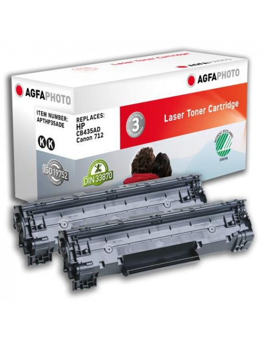 APTHP35ADE APTHP35ADE AgfaPhoto 2 x Laser cartridge replacement for HP CB435AD/ Canon 712, Black