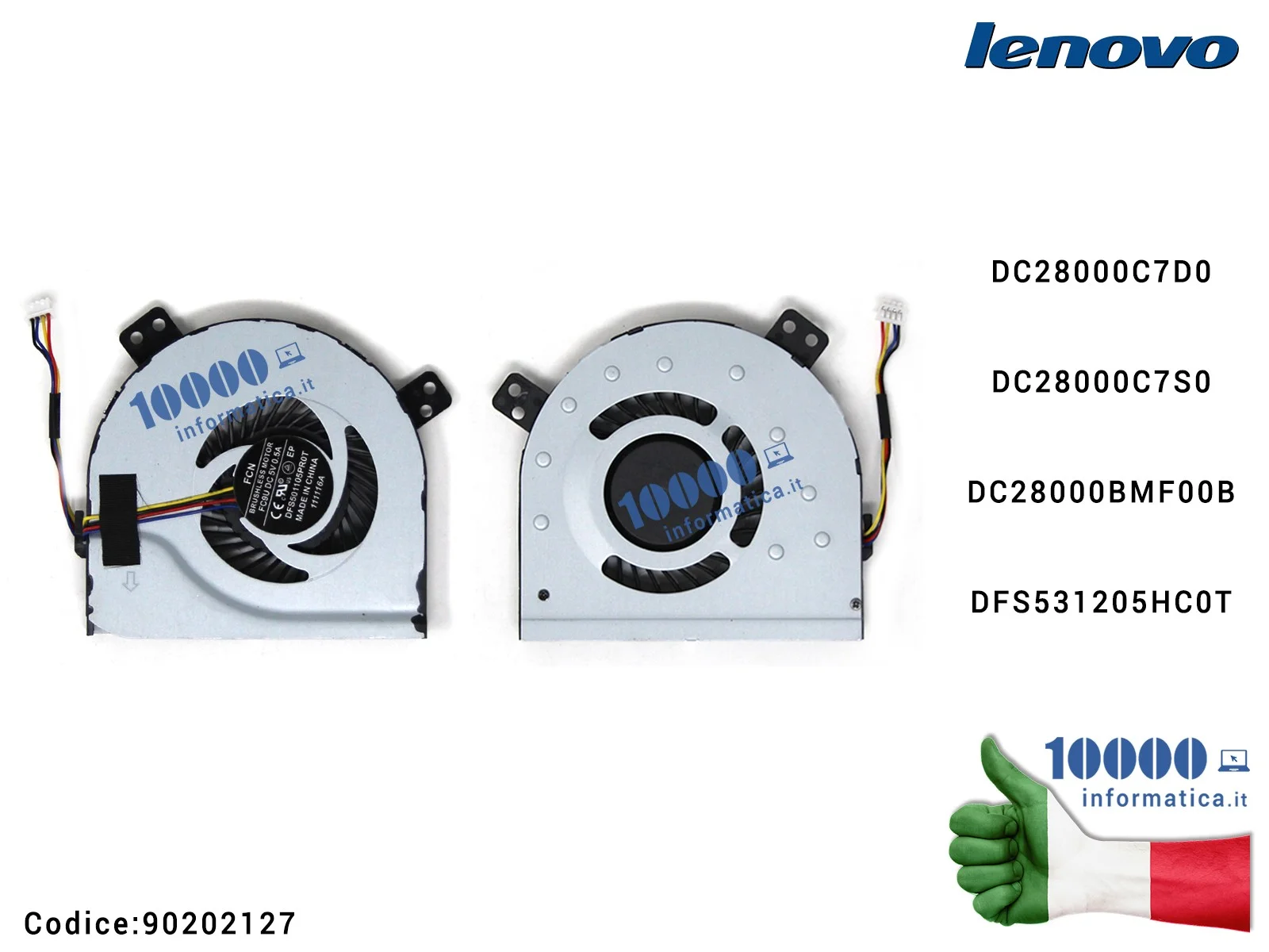 90202127 Ventola di Raffreddamento Fan CPU LENOVO Z400 Z400A Z400T Z500 P500 Z510 P400 Z410 DC28000C7D0 DC28000C7S0 MG60090V1...