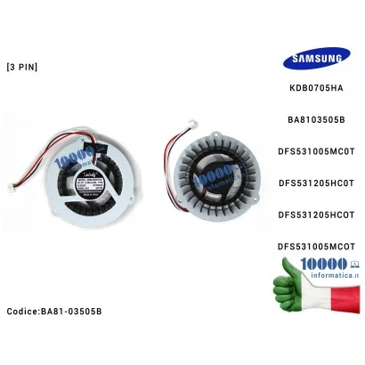 BA81-03505B Ventola Fan CPU SAMSUNG R70 R560 R700 R467 R463 R470 R518 KDB0705HA BA8103505B DFS531005MC0T DFS531205HCOT