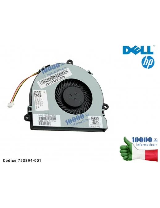 753894-001 Ventola Fan CPU HP 15-G 14-G 14-S 14-R TPN-C116 TPN-C125 15-G000 15-G100 15-G200 15-R000 15-R100 240 G3 245 G3 250...