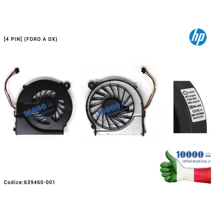 Ventola Fan CPU HP 255 G1, 255 G1, 245 G1, 245 G1 (4 PIN) Ventola Fan CPU [4 PIN] (FORO A DX) HP Pavilion G4-1000 G6-1000 G62 G4