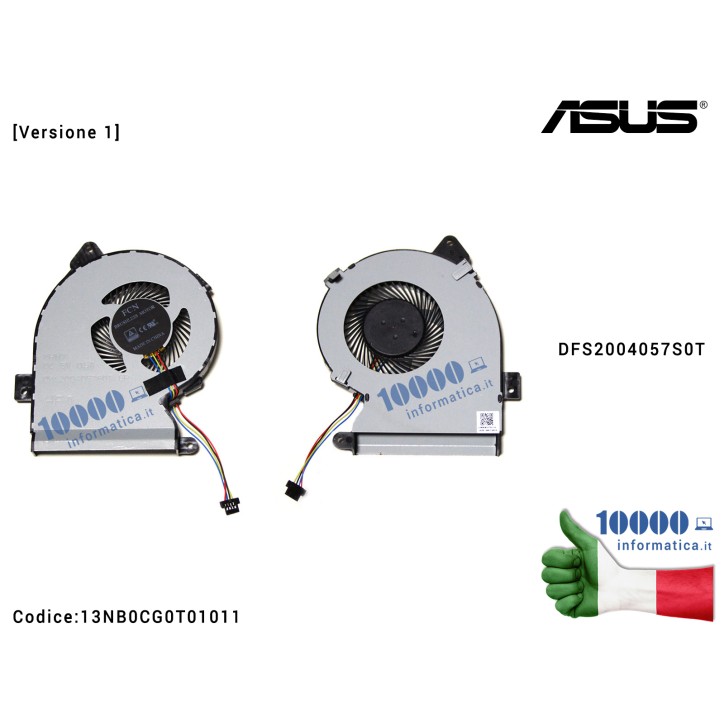 Ventola Fan CPU ORIGINALE ASUS X541 F541 X540 F540 [Versione 1] F540S F540SA X540S X540SA X540L X540LA X540LJ X540YA F541U F541U