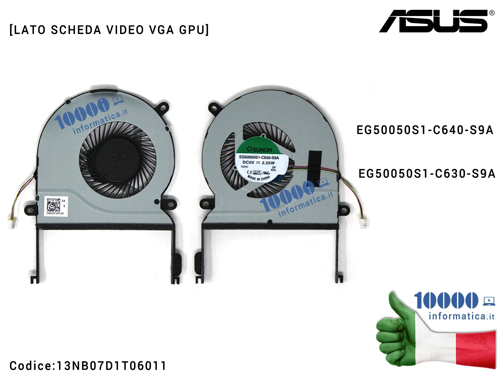 13NB07D1T06011 Ventola di Raffreddamento Fan GPU VGA ASUS ZenBook UX501J UX501JW N501J N501JW N501V N501VW EG50050S1-C640-S9A...