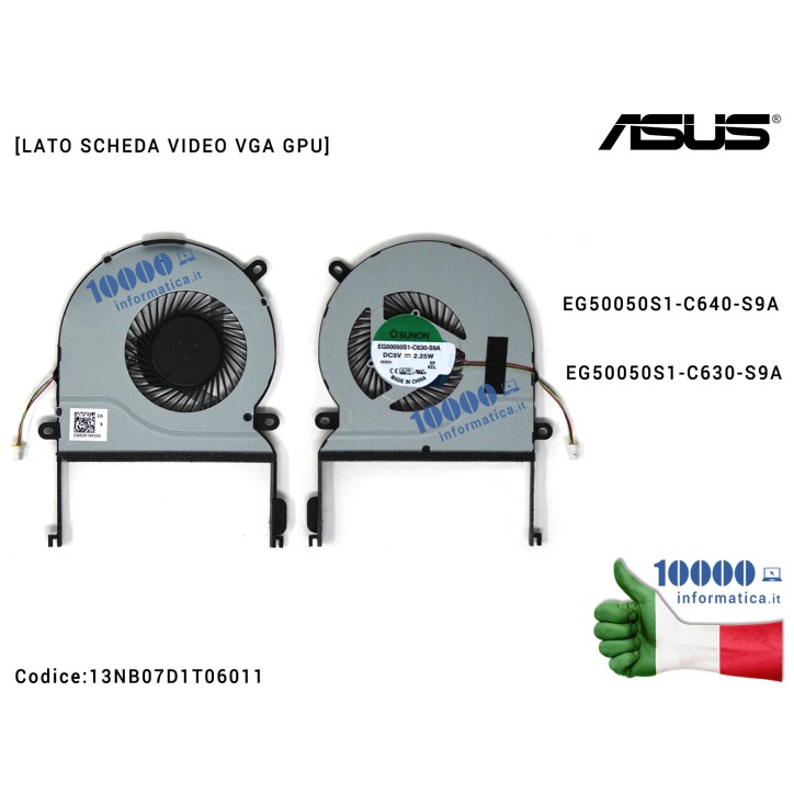 Ventola di Raffreddamento Fan GPU VGA ASUS ZenBook UX501J UX501JW N501J N501JW N501V N501VW EG50050S1-C640-S9A EG50050S1-C630-S9 Ventola di Raffreddamento Fan GPU VGA ASUS ZenBook UX501J UX501JW N501J N501JW N501V N501VW EG50050S1-C640-S9A EG50050S1-C630-S9