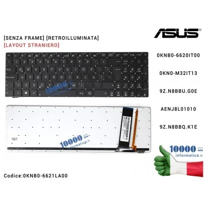 0KNB0-6621LA00 Tastiera Straniera ASUS N56 N56V U500VZ N76 R500V R505 N76 N56DP N56DY N56JK N56JN N56JR N56VB N56VJ [SENZA FR...