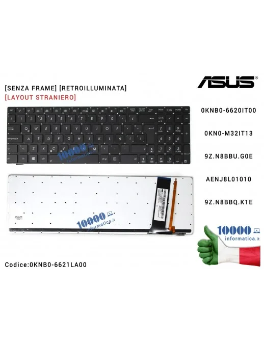 0KNB0-6621LA00 Tastiera Straniera ASUS N56 N56V U500VZ N76 R500V R505 N76 N56DP N56DY N56JK N56JN N56JR N56VB N56VJ [SENZA FR...