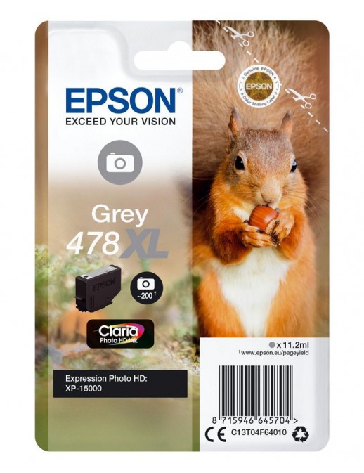 C13T04F64020 C13T04F64020 Epson Squirrel Singlepack Grey 478Xl Claria Photo Hd Ink