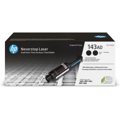 W1143AD W1143AD HP 143AD Dual Pack Black Original Neverstop Toner Reload Kit