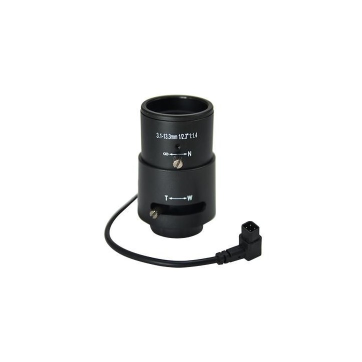 PLEN-2200 ACTi Lens, 3.1-13.3mm f-f, 1.4-4.0 F, CS Mount, Black