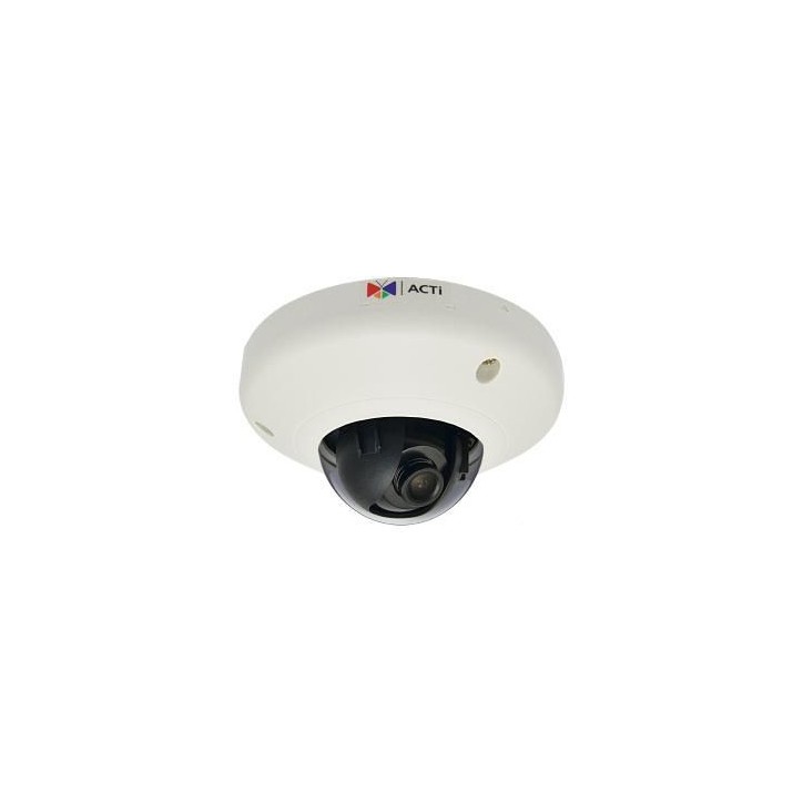 E911 ACTi 3MP, Indoor, Mini Dome, WDR, SLLS, Fixed lens, f2.1mm/F1.8 (HOV:117.5°), H.265/H.264, 1080p/60fps, 2D+3D DNR, MicroSDH