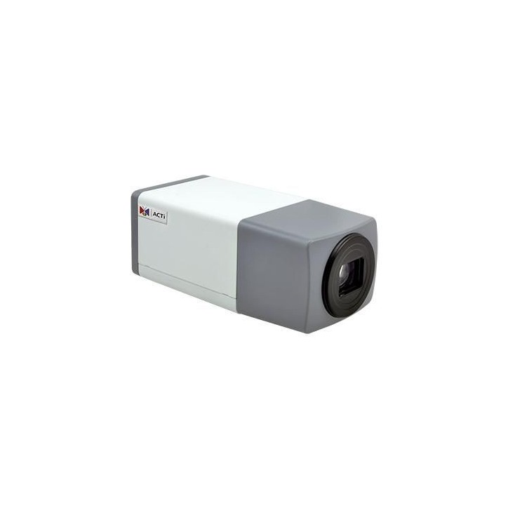 E219 ACTi 1/2.8" CMOS, 1920x1080px, 2.38 MP, PoE, 7.4W, 67x145x65mm, 365g, Black/Grey/White