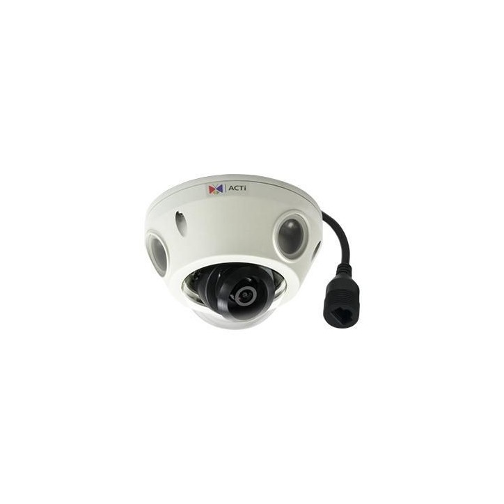 E933 ACTi CMOS, 1/2.8", 1920x1080px, PoE, 6.49W, 70x115mm, 474g, Black/White