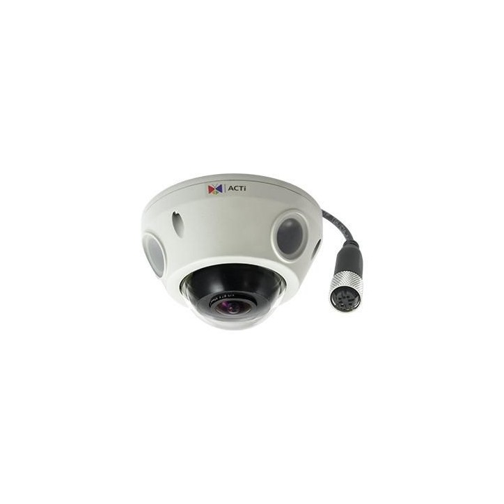 E925M ACTi 5MP, Outdoor, Mini Fisheye Dome, D/N, Adaptive IR, Basic WDR, M12, Fixed lens, f1.19mm/F2.0 (HOV:189.7° (overview are