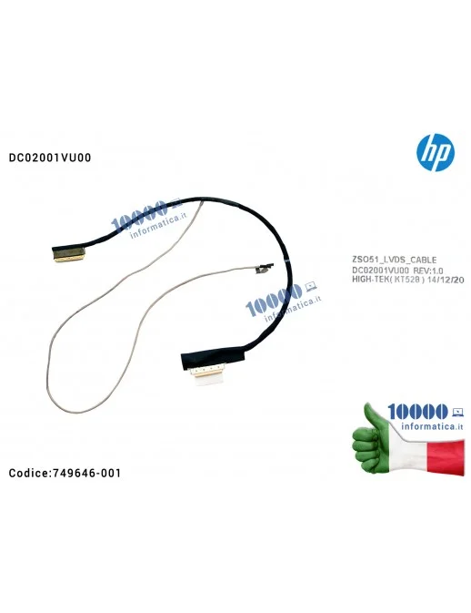 749646-001 Cavo Flat LCD HP Pavilion 15-G 15-R 15-H 250 G3 ZSO51 DC02001VU00