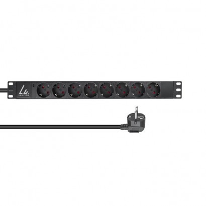 LVR-2MSCH-LIC-SCH8 LVR-2MSCH-LIC-SCH8 Lanview 19'' rack mount power strip, 16A with 8 x Schuko type F socket