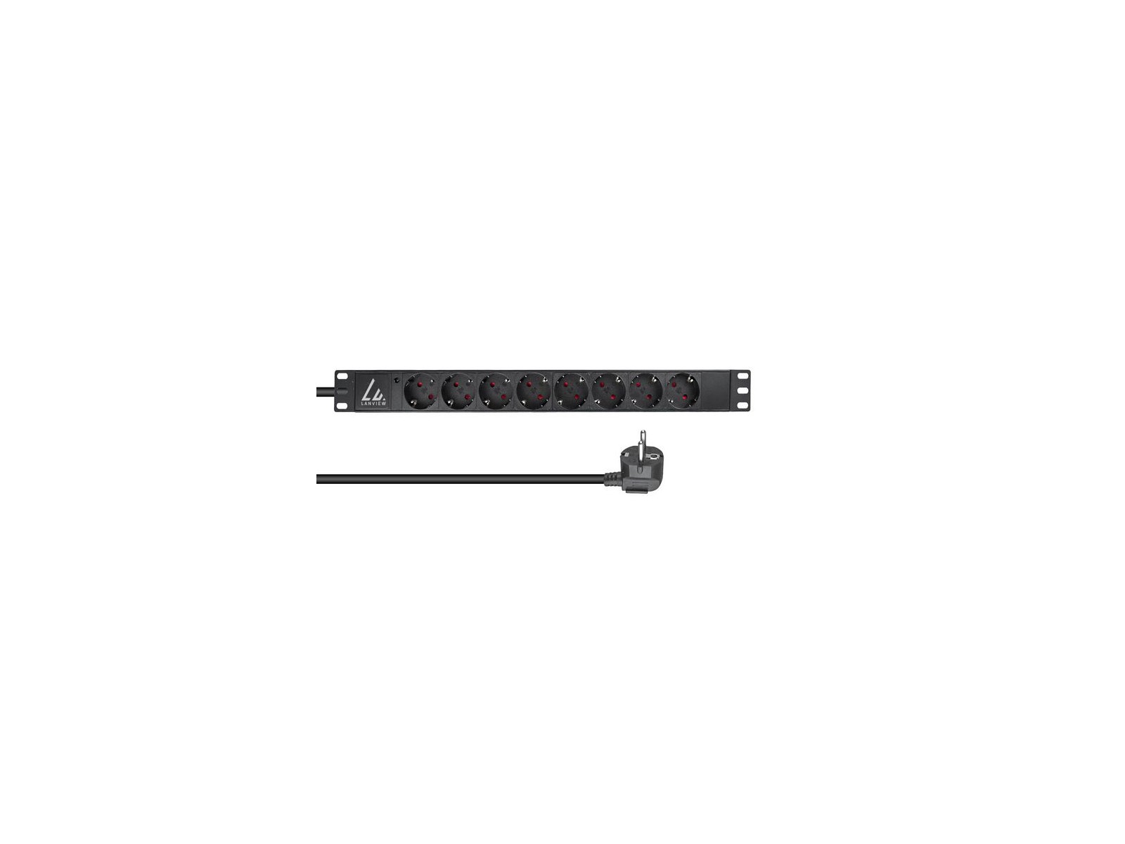 LVR-2MSCH-LIC-SCH8 LVR-2MSCH-LIC-SCH8 Lanview 19'' rack mount power strip, 16A with 8 x Schuko type F socket