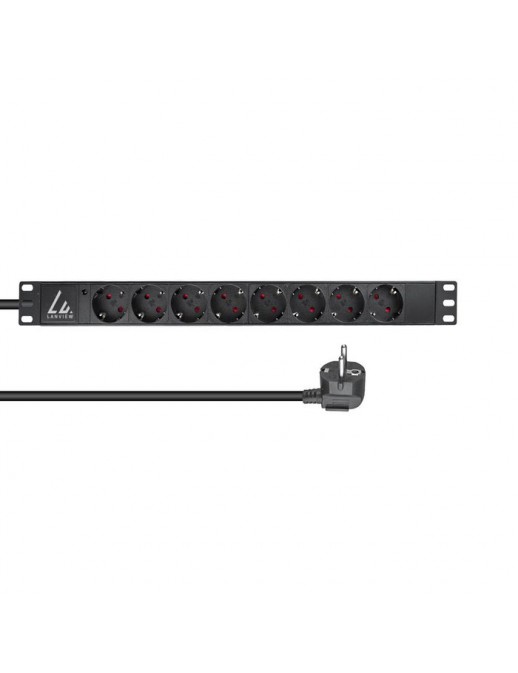 LVR-2MSCH-LIC-SCH8 LVR-2MSCH-LIC-SCH8 Lanview 19'' rack mount power strip, 16A with 8 x Schuko type F socket