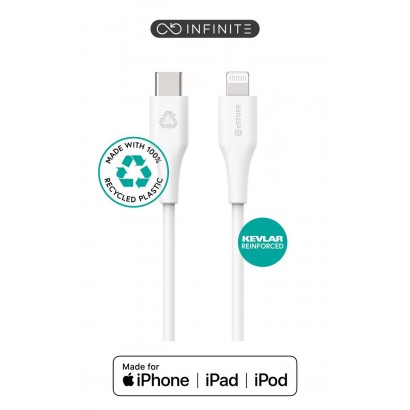 ES602170 ES602170 eSTUFF INFINITE Super Soft USB-C to Lightning Cable 1m White - 100% Recycled PVC Free Plastic IPLH-451, ES6...