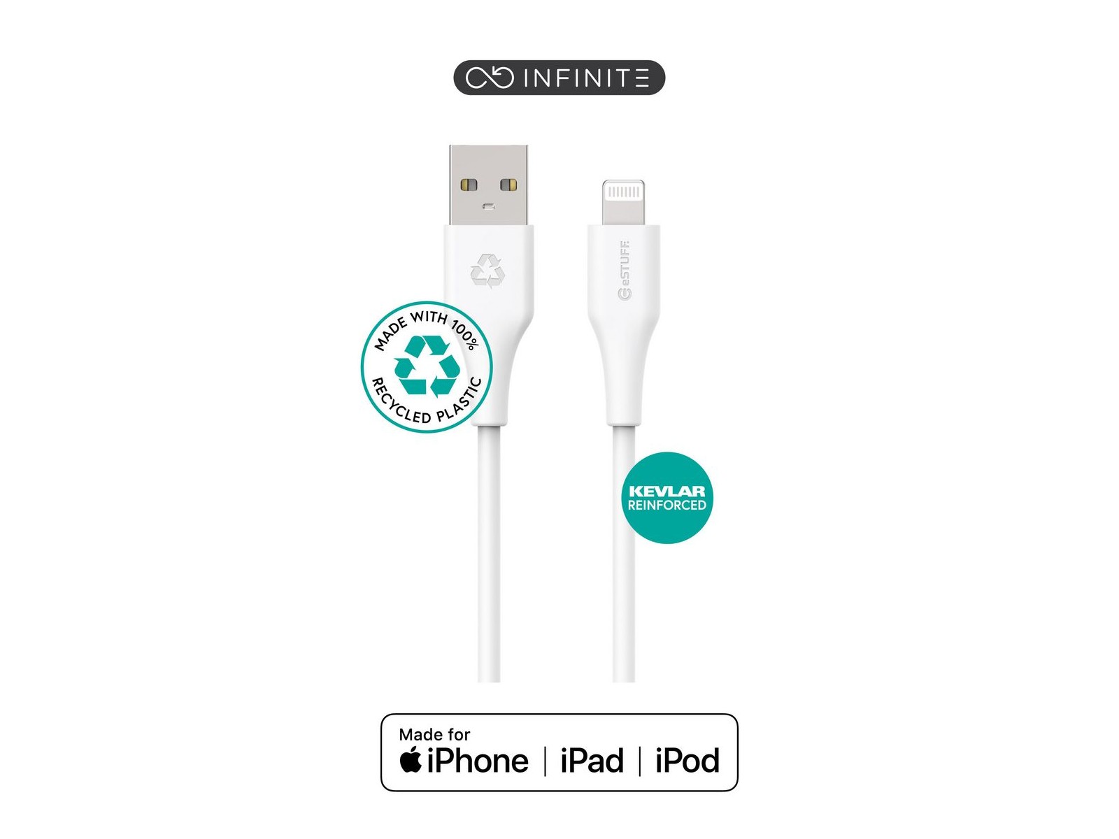 ES601270 ES601270 eSTUFF INFINITE Super Soft Lightning Cable 2m - 100% Recycled PVC Free Plastic IPLH-402, ES601204, MD819ZM/...