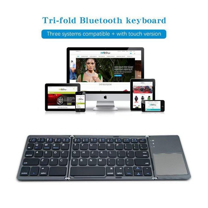 MSPP8044 CoreParts Foldable wireless US/English keyboard with touch, Dark Grey