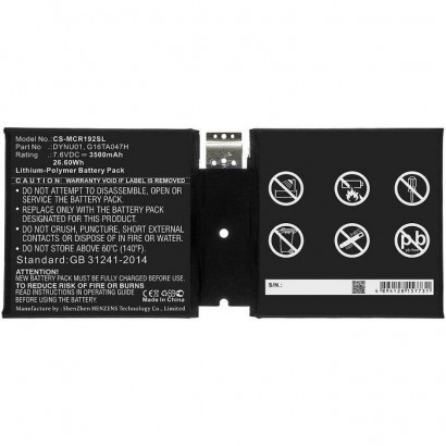 MBXTAB-BA069 MBXTAB-BA069 CoreParts Battery for Microsoft Tablet 26.60Wh Li-Pol 7.6V 3500mAh Black for Microsoft Tablet Surfa...