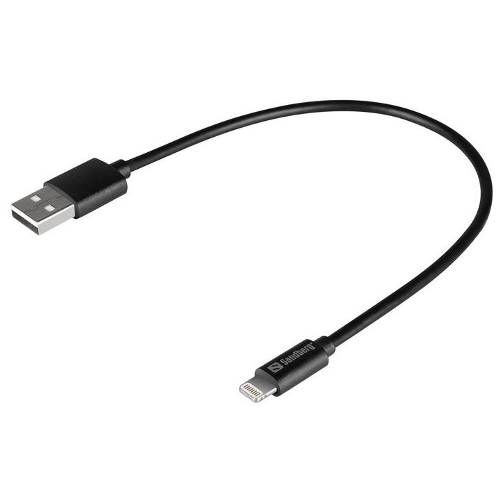 441-40 Sandberg USB to Lightning MFI 0.2m Black NONE - Only use for non-battery items