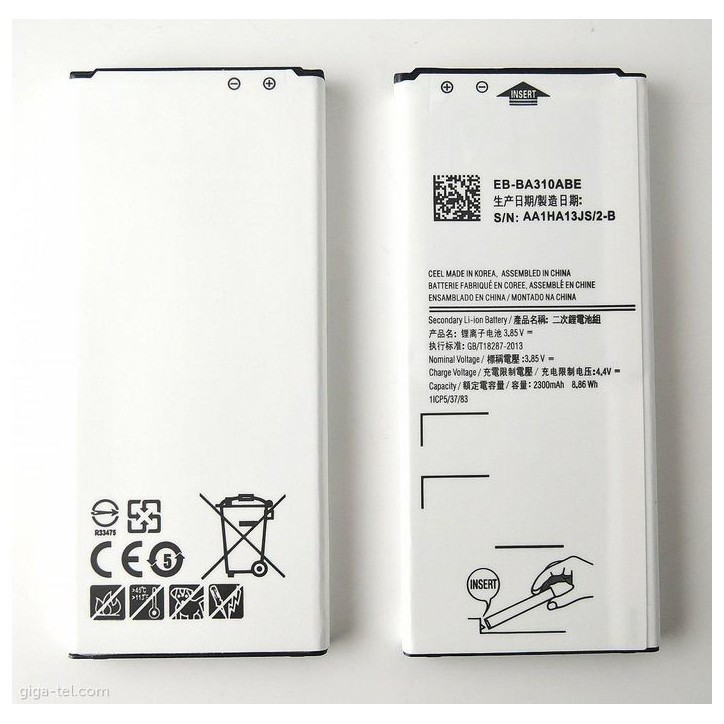 MSPP74043 CoreParts Battery for Samsung Mobile 6.65Wh Li-ion 3.8V 1750mAh, Samsung Galaxy A3 (2016) EB-BA310ABE Samsung Galaxy (
