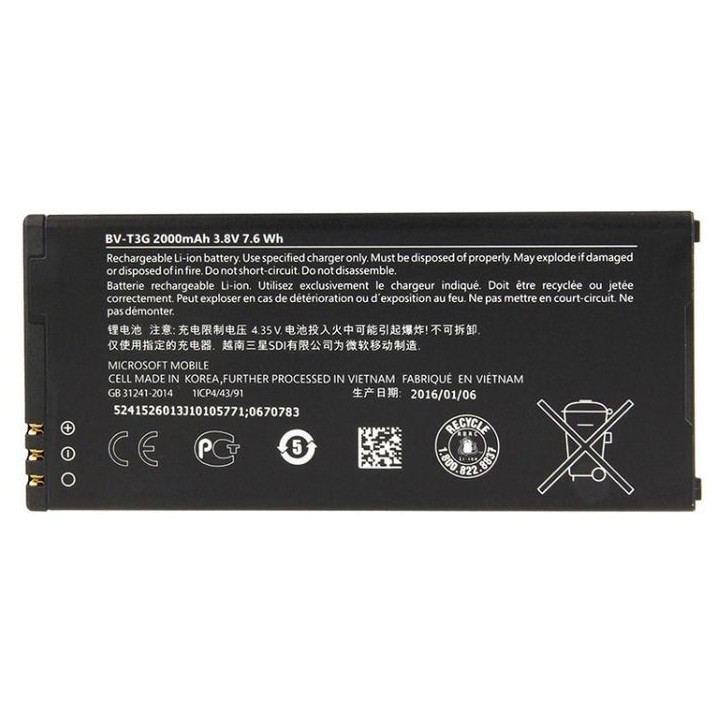 MBP1182 CoreParts Battery for Mobile 7.6Wh Li-ion 3.8V 2.0Ah Microsoft Lumia 650 BV-T3G Nokia Mobile Lumia 650