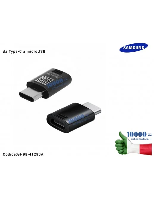 GH98-41290A Adattatore EE-GN930 da Type-C a microUSB SAMSUNG Galaxy S8 S8 Plus SM-G950F SM-G955F Galaxy A3 A5 2017 [NERO]