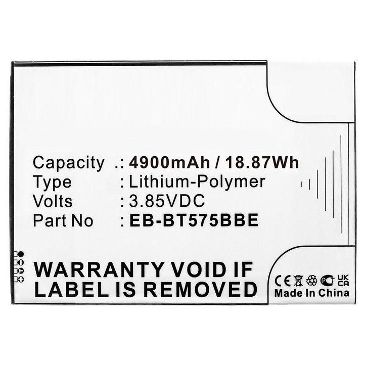 MBXTAB-BA218 CoreParts Battery for Samsung Tablet 19Wh Li-Polymer 3.85V 4900mAh, Black for Galaxy Tab Active 3, Galaxy Tab Activ