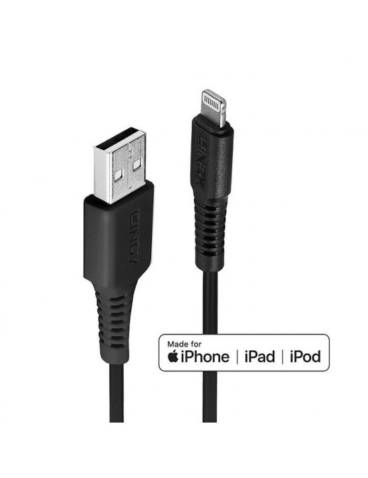 31322 31322 Lindy 3m USB Type A to Lightning Cable, Black IPLH-441