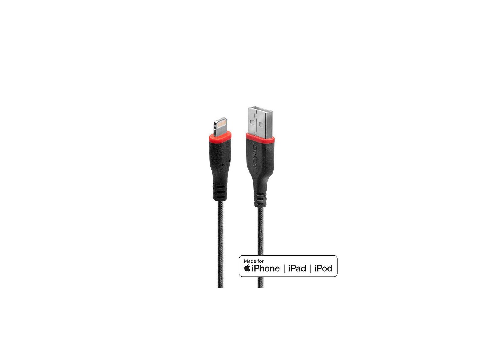 31291 31291 Lindy 1m Reinforced USB Type A to Lightning Cable