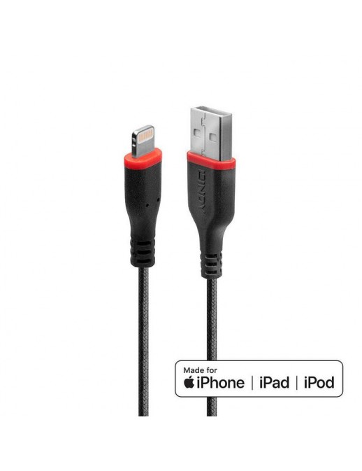 31291 31291 Lindy 1m Reinforced USB Type A to Lightning Cable