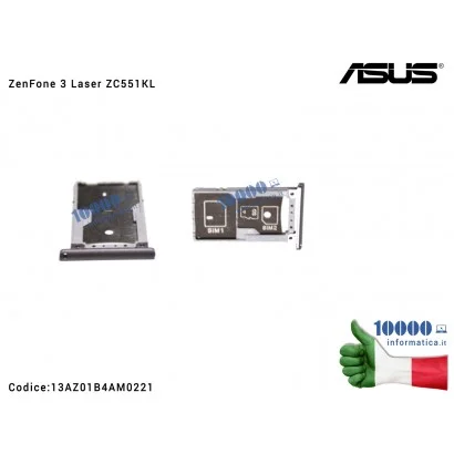 13AZ01B4AM0221 Carrello SIM Tray ASUS ZenFone 3 Laser ZC551KL (Z01BD) [SILVER]
