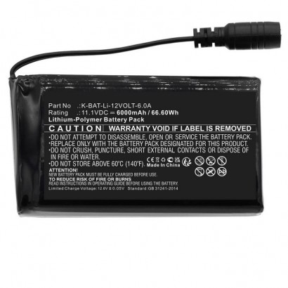 MBXMISC0268 MBXMISC0268 CoreParts Battery for Macna Mobile Warming 66.60Wh Li-Pol 11.1V 6000mAh for Li-po 12v 6a K-BAT-Li-12V...