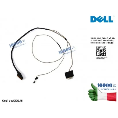 CKGJ6 Cavo Flat LCD DELL Inspiron 15 5000 5565 5567 (30 PIN) (NO TOUCH) DC02002I800 0CKGJ6 BAL20 EDP CABLE NT HD CN-0CKGJ6