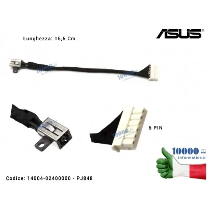 14004-02400000 Connettore DC Power Jack PJ848 ASUS PU551 PU551L PU551LA PU550CA PU551LD [15,5 cm] 14004-02400100 14004-02400000