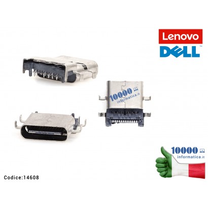 14608 Connettore DC Power Jack USB-C LENOVO ThinkPad E14 E15 L14 R14 Gen 1 [14W] DELL Inspiron 7368 7378 7569 7580 Vostro 13 ...