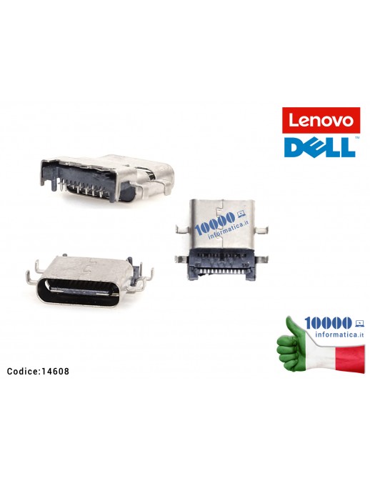 14608 Connettore DC Power Jack USB-C LENOVO ThinkPad E14 E15 L14 R14 Gen 1 [14W] DELL Inspiron 7368 7378 7569 7580 Vostro 13 ...