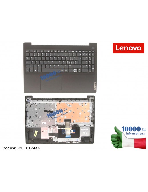 5CB1C17446 Tastiera Italiana Completa di Top Case Superiore LENOVO V15 G1-IML (82NB) [Iron Gray] FRU5CB1C17446 5CB1C17446