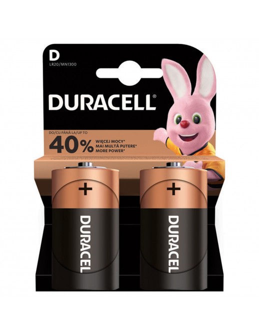 D2-DURACELL-2PZ Duracell 2 Batterie Tipo D Torcia LR20 1.5V
