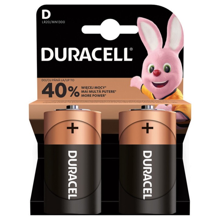 Duracell 2 Batterie Tipo D Torcia LR20 1.5V