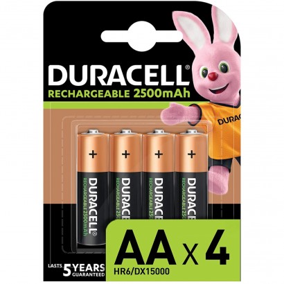 AA4-RECH-DURACELL Duracell Rechargeable 4 Batterie AA Stilo Ricaricabili HR6 1.2V