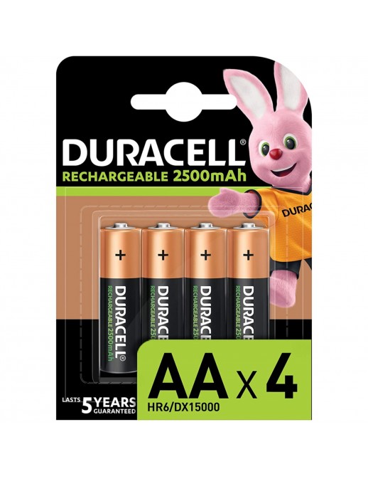 AA4-RECH-DURACELL Duracell Rechargeable 4 Batterie AA Stilo Ricaricabili HR6 1.2V