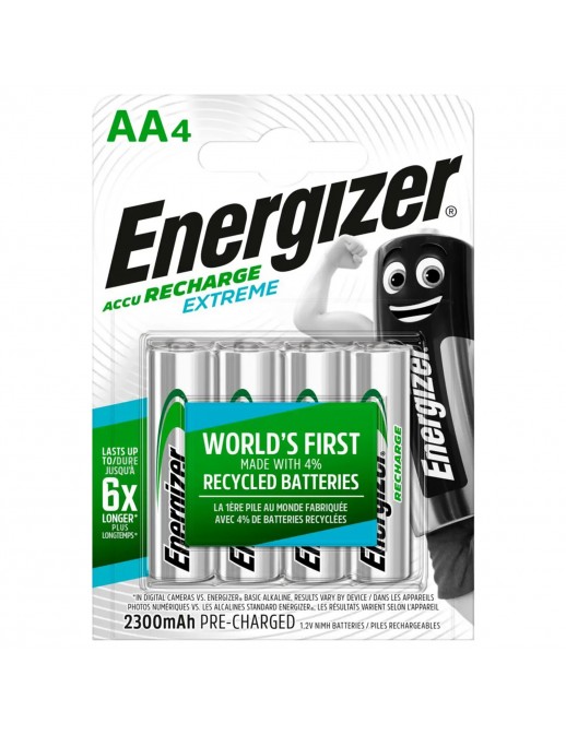 AA10-EXTR-ENER Energizer Extreme Recharge 4 Batterie AA Stilo Ricaricabili HR06 1.2V