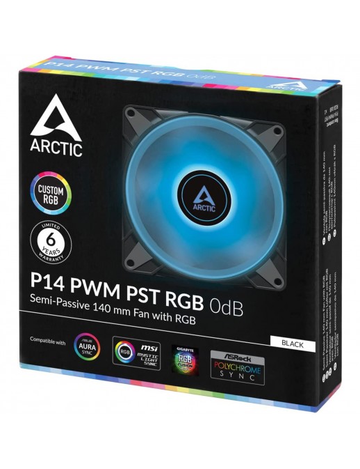 P14-PWM-PST-RGB ARCTIC P14 PWM PST RGB Ventola 14 Cm Led RGB Nero con Controllo PWM